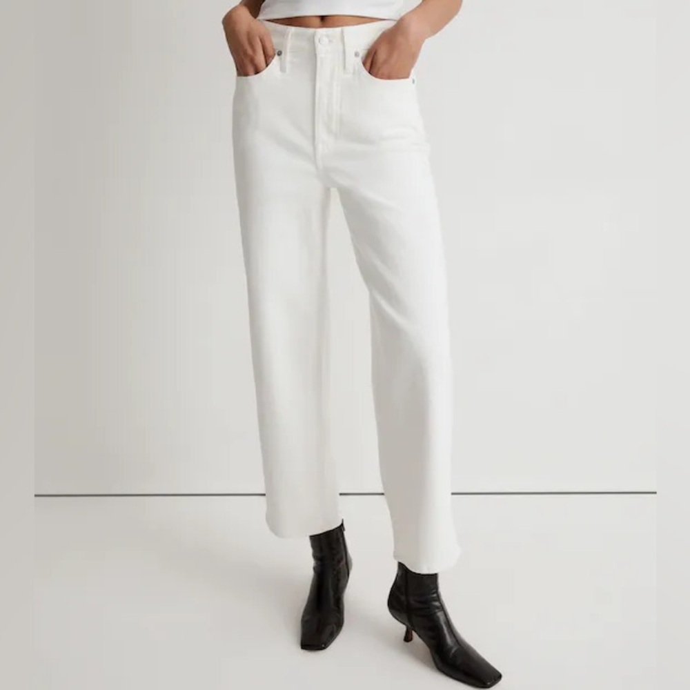 Madewell The Perfect Vintage Wide-Leg Crop Jean Cotton Tile White Women’s 28